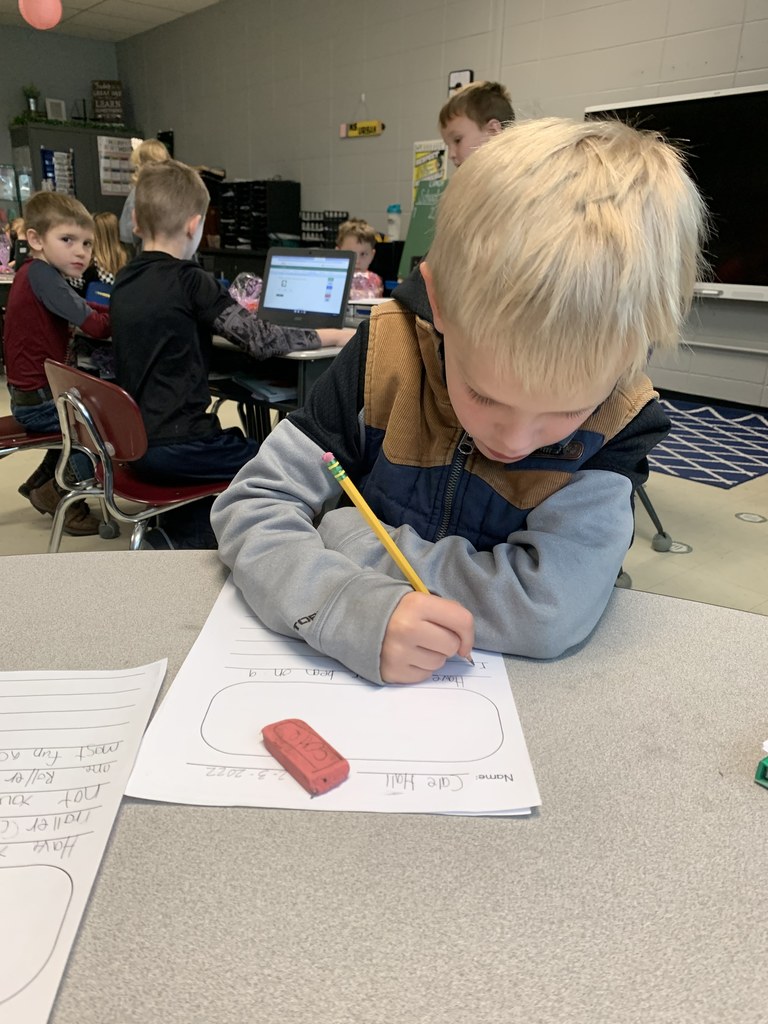 1st Grade working on writing